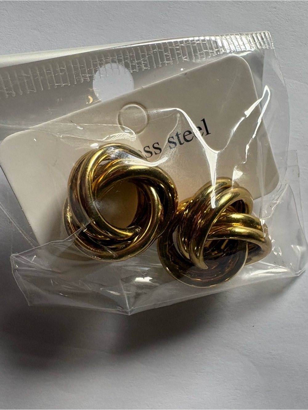 Gold Knot Stud Earrings - Stainless Steel
